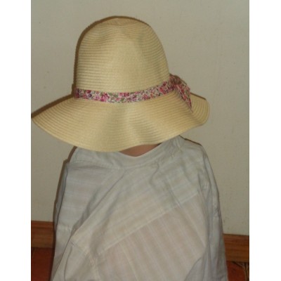 BLACK SAKS FIFTH AVENUE NATURAL PAPER SUMMER HAT/W BOW NWT $65 SZ OS  eb-29792550